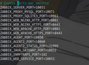 config port zabbix .env file